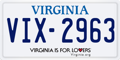 VA license plate VIX2963