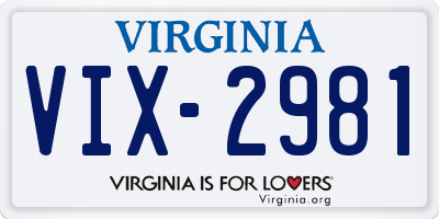 VA license plate VIX2981