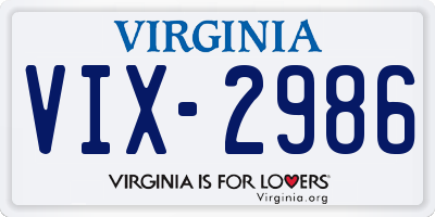VA license plate VIX2986