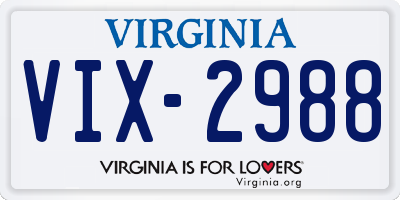VA license plate VIX2988