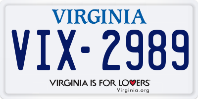VA license plate VIX2989