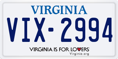 VA license plate VIX2994