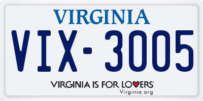 VA license plate VIX3005