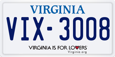 VA license plate VIX3008