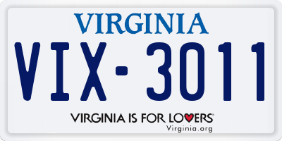 VA license plate VIX3011