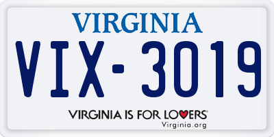 VA license plate VIX3019