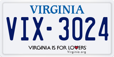 VA license plate VIX3024
