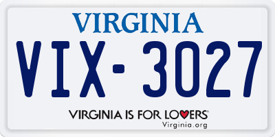 VA license plate VIX3027