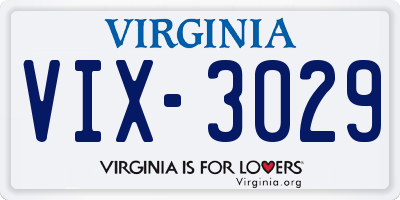 VA license plate VIX3029