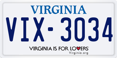 VA license plate VIX3034