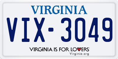VA license plate VIX3049
