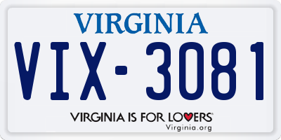 VA license plate VIX3081