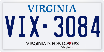 VA license plate VIX3084