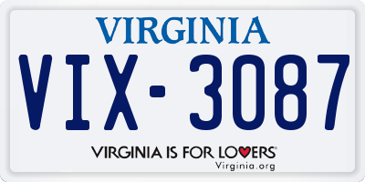 VA license plate VIX3087