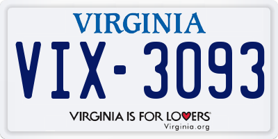 VA license plate VIX3093