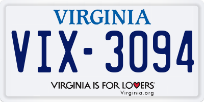 VA license plate VIX3094