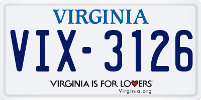 VA license plate VIX3126