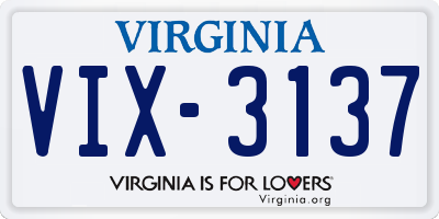 VA license plate VIX3137