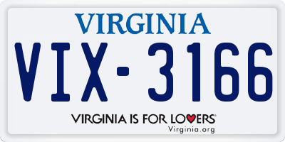 VA license plate VIX3166