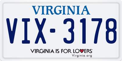 VA license plate VIX3178