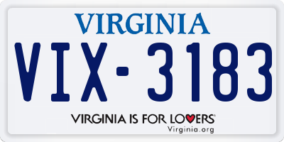 VA license plate VIX3183