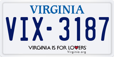 VA license plate VIX3187