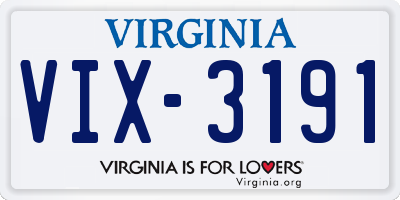 VA license plate VIX3191