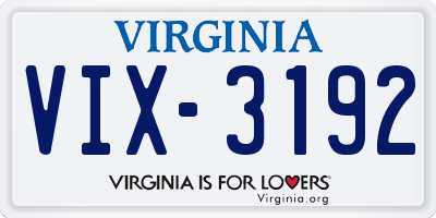 VA license plate VIX3192