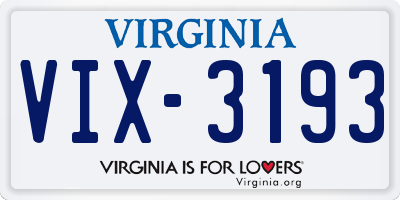 VA license plate VIX3193