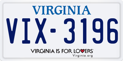 VA license plate VIX3196
