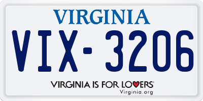 VA license plate VIX3206