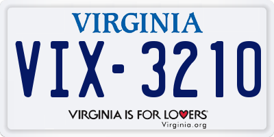 VA license plate VIX3210