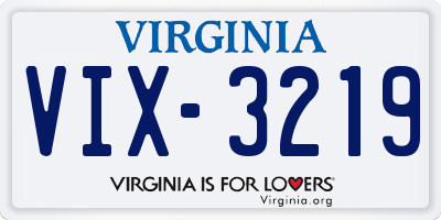 VA license plate VIX3219