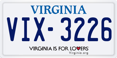 VA license plate VIX3226