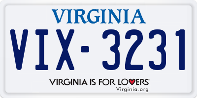 VA license plate VIX3231