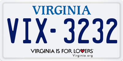 VA license plate VIX3232