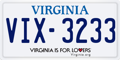 VA license plate VIX3233