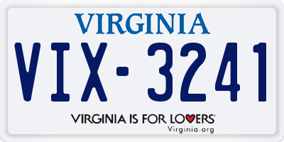 VA license plate VIX3241