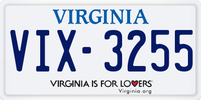 VA license plate VIX3255