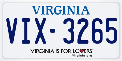 VA license plate VIX3265