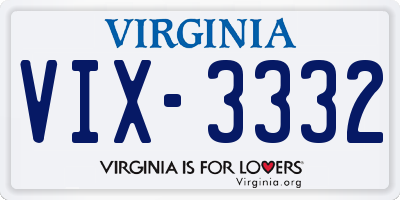 VA license plate VIX3332