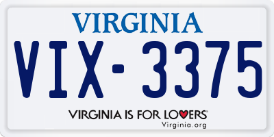 VA license plate VIX3375