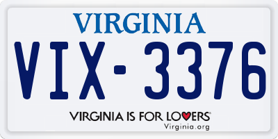 VA license plate VIX3376