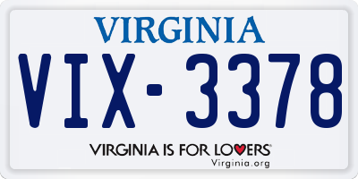 VA license plate VIX3378