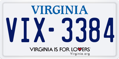 VA license plate VIX3384