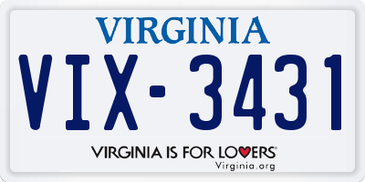 VA license plate VIX3431