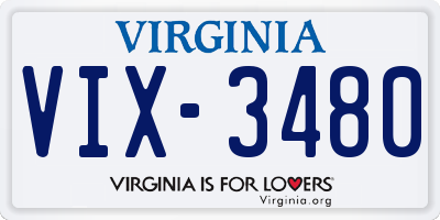 VA license plate VIX3480