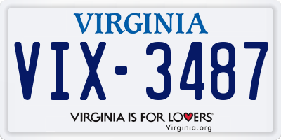 VA license plate VIX3487