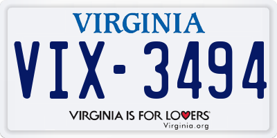 VA license plate VIX3494