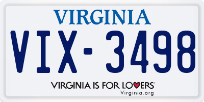 VA license plate VIX3498